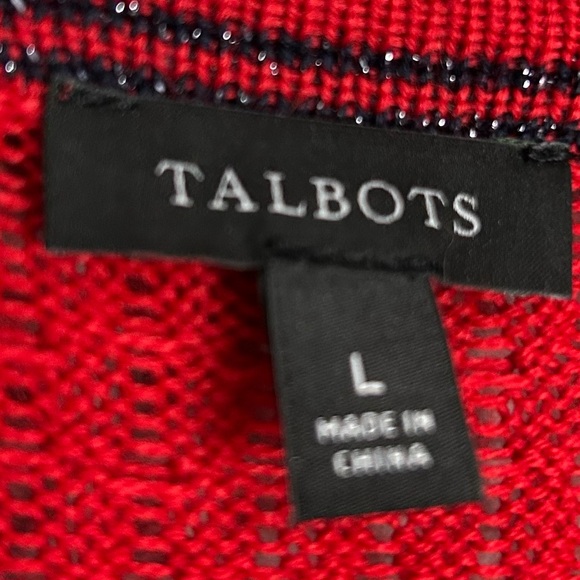 Talbots Wool Blend Long Cardigan Sweater Women’s Size L Metallic Trim Academia - Picture 7 of 8